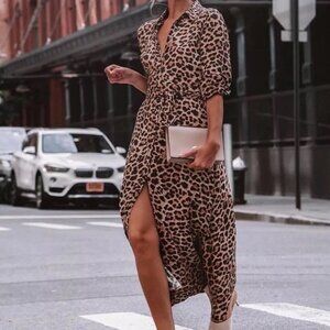 Zara Leopard Print Dress Shirt Style Long Sleeve